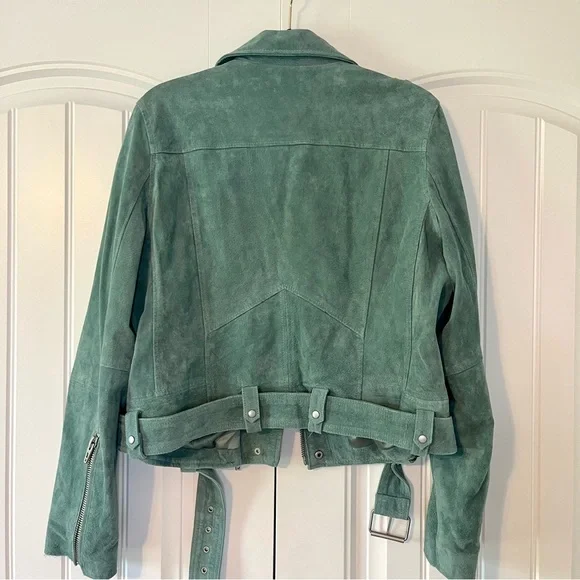 Blank NYC Suede Moto Jacket Sage Green Leather Size XL - Picture 13 of 15